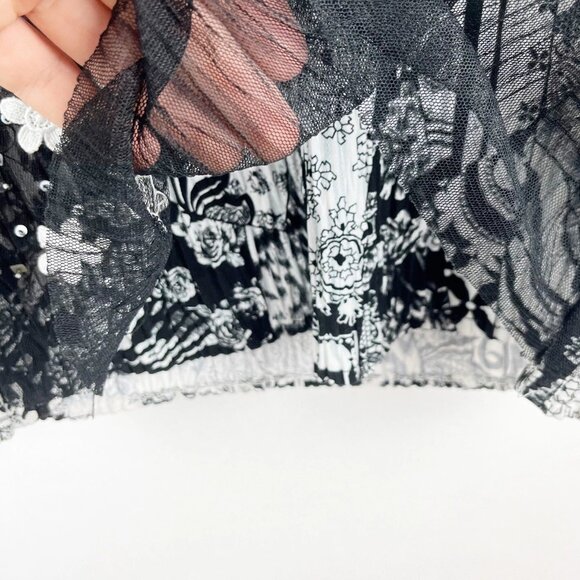 Alberto Makali Black Mesh Cover Button Down Long Sleeve Floral Shirt Womens XL - Picture 4 of 5